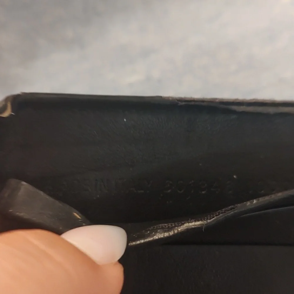Balenciaga Bi-fold Leather Card Holder W/ Money Clip -Black- Used-See Photos